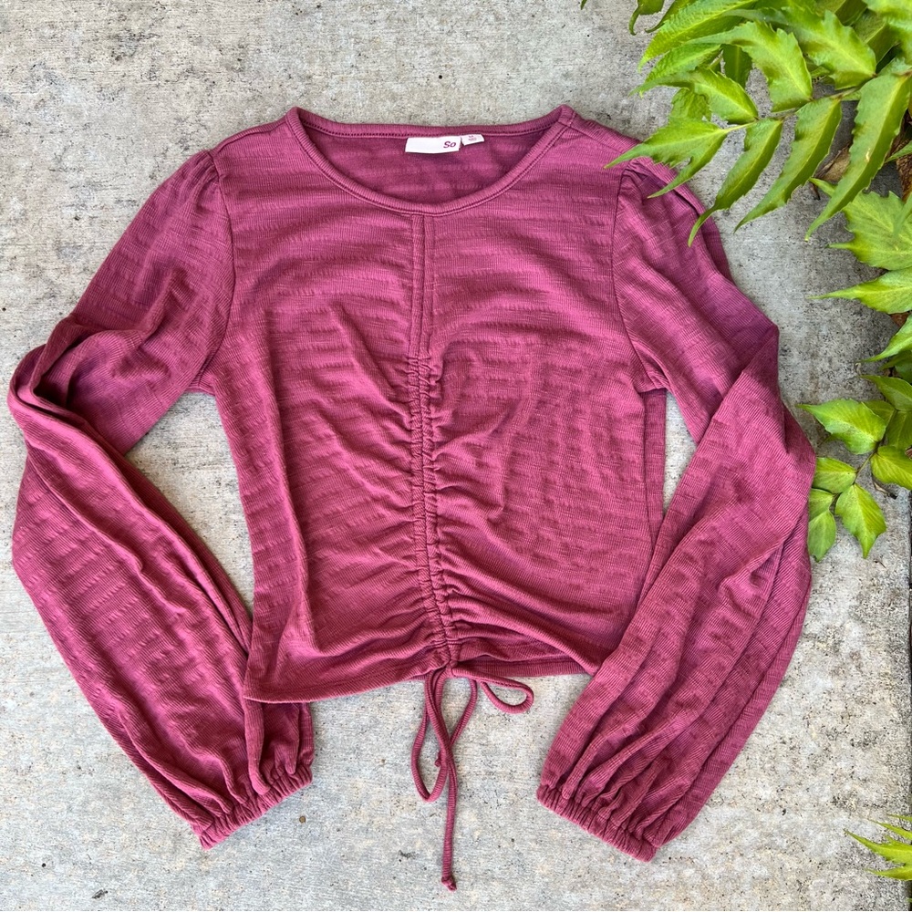 SO Rouched Bell Sleeve Top